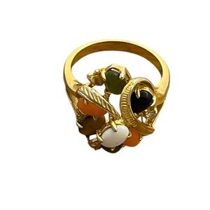 🤩 Vintage 18k Gold Electro-Plated Stone Ring
